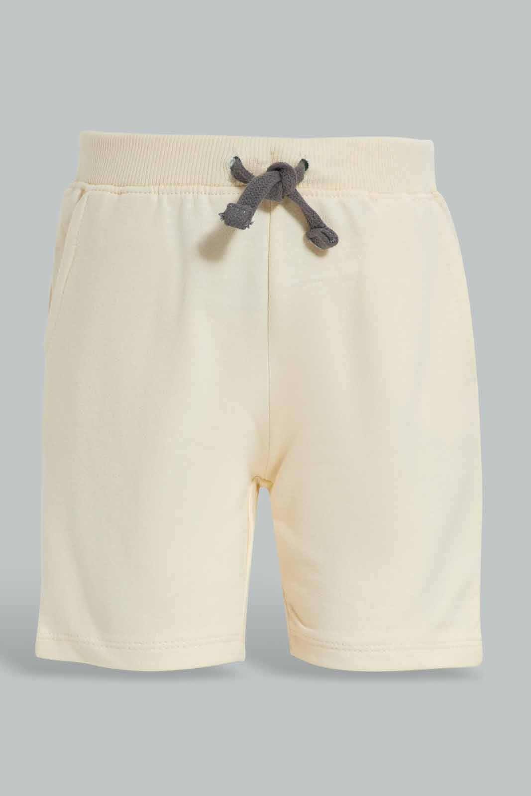 Redtag-Ecru-Active-Terry-Shorts-Category:Shorts,-Colour:Ecru,-Deals:New-In,-Filter:Infant-Boys-(3-to-24-Mths),-INB-Shorts,-New-In-INB-APL,-Non-Sale,-Section:Boys-(0-to-14Yrs),-W22A-Infant-Boys-3 to 24 Months