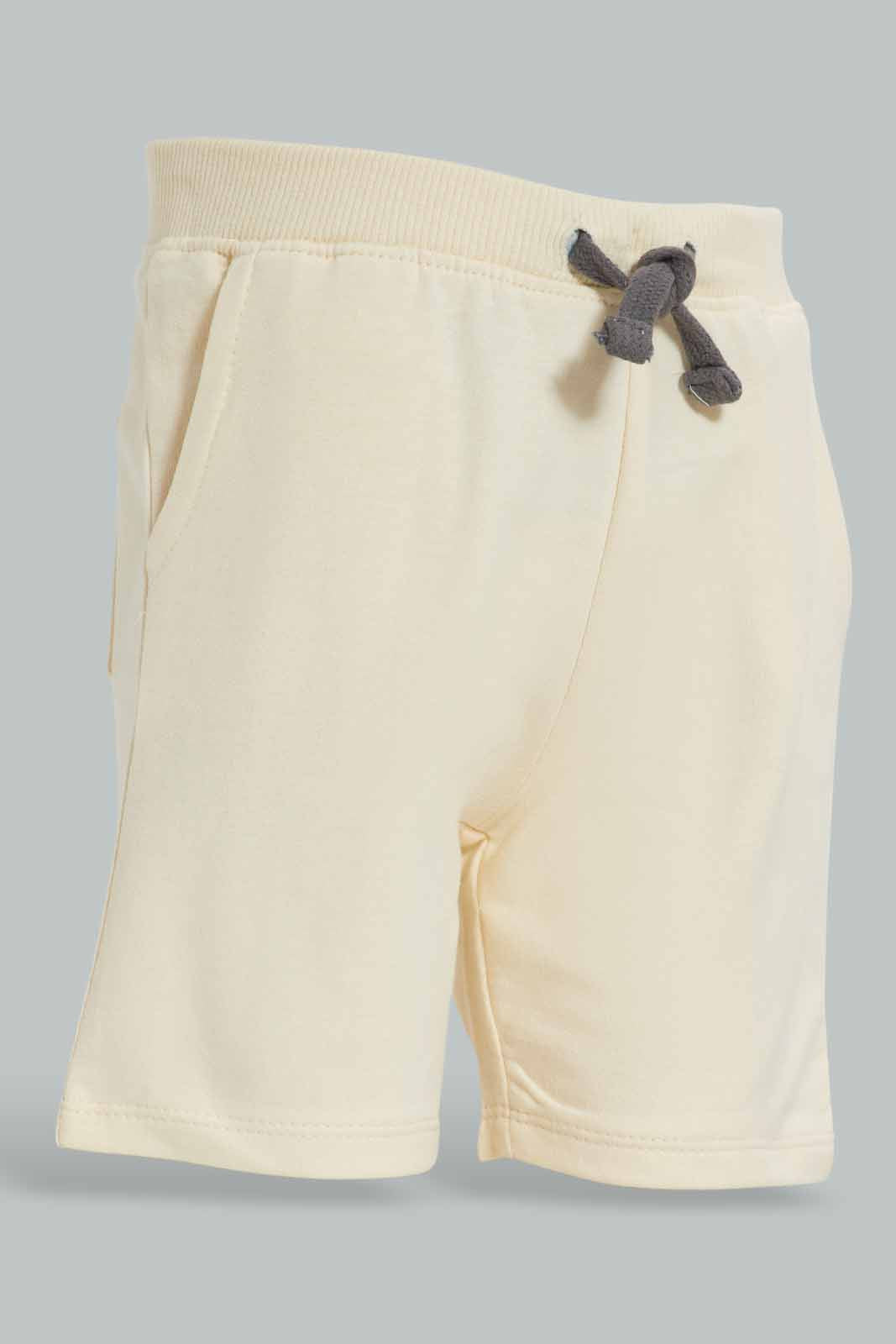 Redtag-Ecru-Active-Terry-Shorts-Category:Shorts,-Colour:Ecru,-Deals:New-In,-Filter:Infant-Boys-(3-to-24-Mths),-INB-Shorts,-New-In-INB-APL,-Non-Sale,-Section:Boys-(0-to-14Yrs),-W22A-Infant-Boys-3 to 24 Months