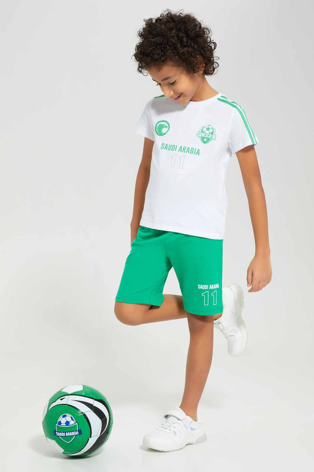 Boys Green And White Saudi Arabia Set (2 Piece)