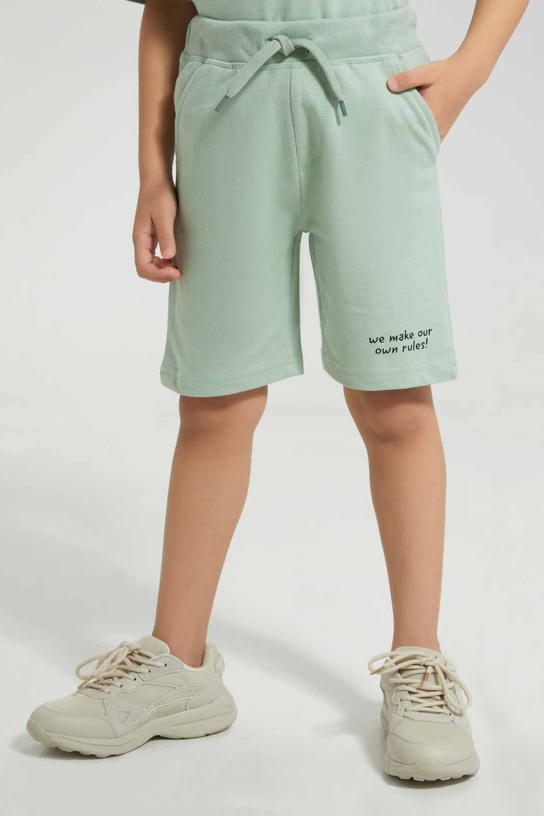Redtag-Mint-Elasticated-Waist-Shorts-With-Print-BOY-Shorts,-Category:Shorts,-Colour:Mint,-Deals:New-In,-Filter:Boys-(2-to-8-Yrs),-New-In-BOY-APL,-Non-Sale,-Section:Boys-(0-to-14Yrs),-W22A-Boys-2 to 8 Years