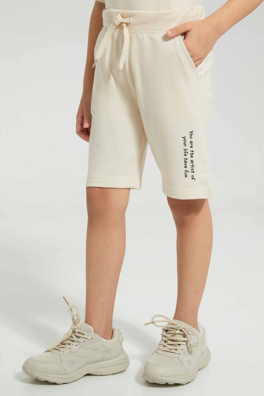Redtag-Beige-Elasticated-Waist-Shorts-With-Print-BOY-Shorts,-Category:Shorts,-Colour:Beige,-Deals:New-In,-Filter:Boys-(2-to-8-Yrs),-New-In-BOY-APL,-Non-Sale,-Section:Boys-(0-to-14Yrs),-W22A-Boys-2 to 8 Years