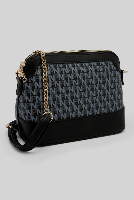 Redtag-Black-Monoram-Messnger-Bag-Category:Bags,-Colour:Black,-Dept:Ladieswear,-Filter:Women's-Accessories,-New-In,-New-In-Women-ACC,-Non-Sale,-Section:Women,-W22A,-Women-Bags-Women-