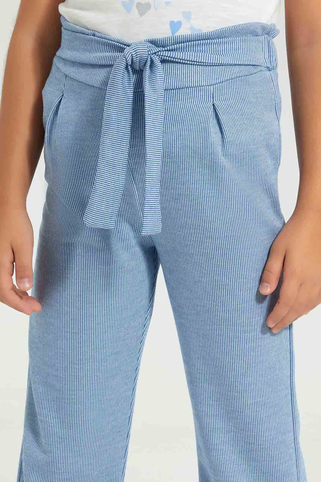 Redtag-Navy-Melange-Trouser-with-Belt-Category:Trousers,-Colour:Navy,-Deals:New-In,-Filter:Girls-(2-to-8-Yrs),-GIR-Trousers,-New-In-GIR-APL,-Non-Sale,-Section:Girls-(0-to-14Yrs),-W22A-Girls-2 to 8 Years