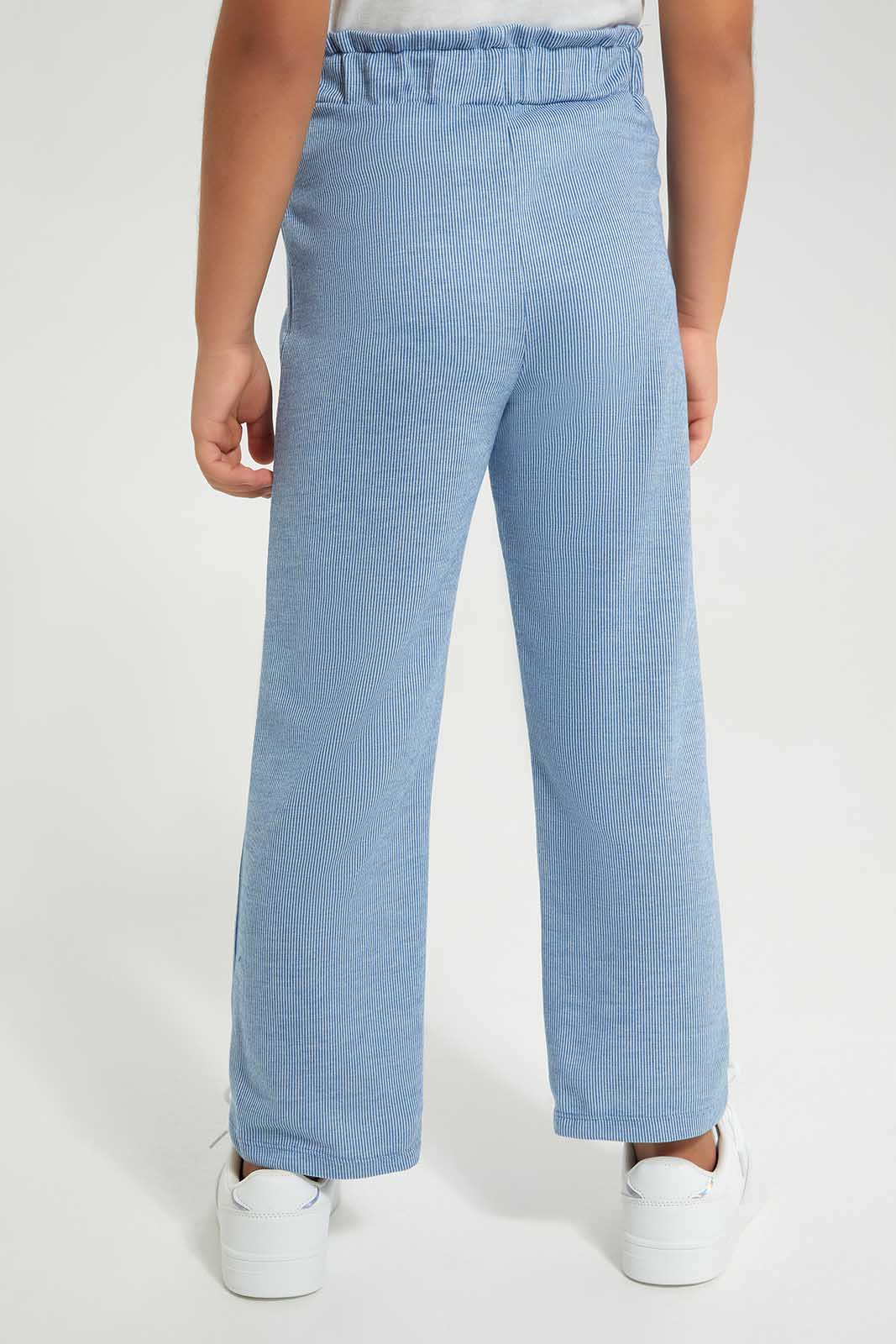 Redtag-Navy-Melange-Trouser-with-Belt-Category:Trousers,-Colour:Navy,-Deals:New-In,-Filter:Girls-(2-to-8-Yrs),-GIR-Trousers,-New-In-GIR-APL,-Non-Sale,-Section:Girls-(0-to-14Yrs),-W22A-Girls-2 to 8 Years