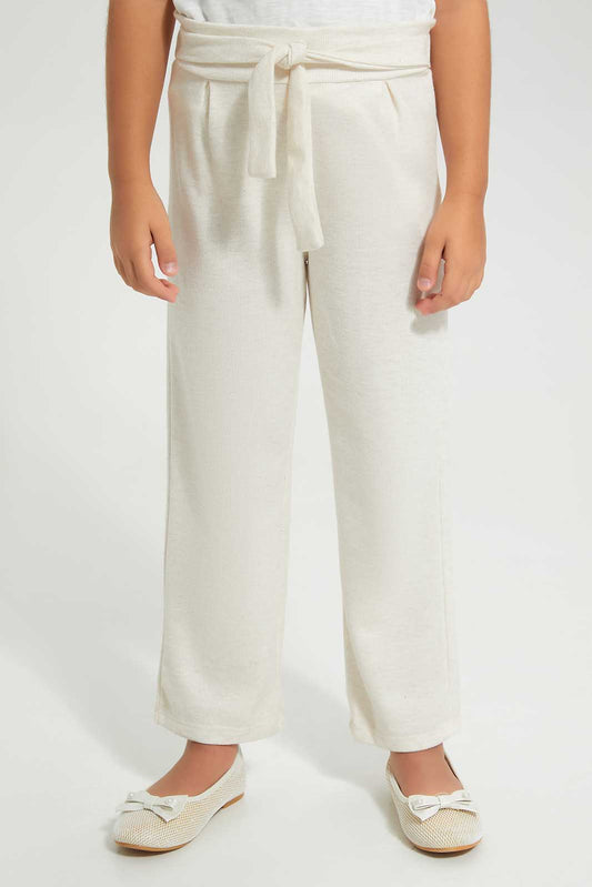 Redtag-Beige-Melange-Trouser-with-Beilt-Category:Trousers,-Colour:Beige,-Deals:New-In,-Filter:Girls-(2-to-8-Yrs),-GIR-Trousers,-New-In-GIR-APL,-Non-Sale,-Section:Girls-(0-to-14Yrs),-W22A-Girls-2 to 8 Years