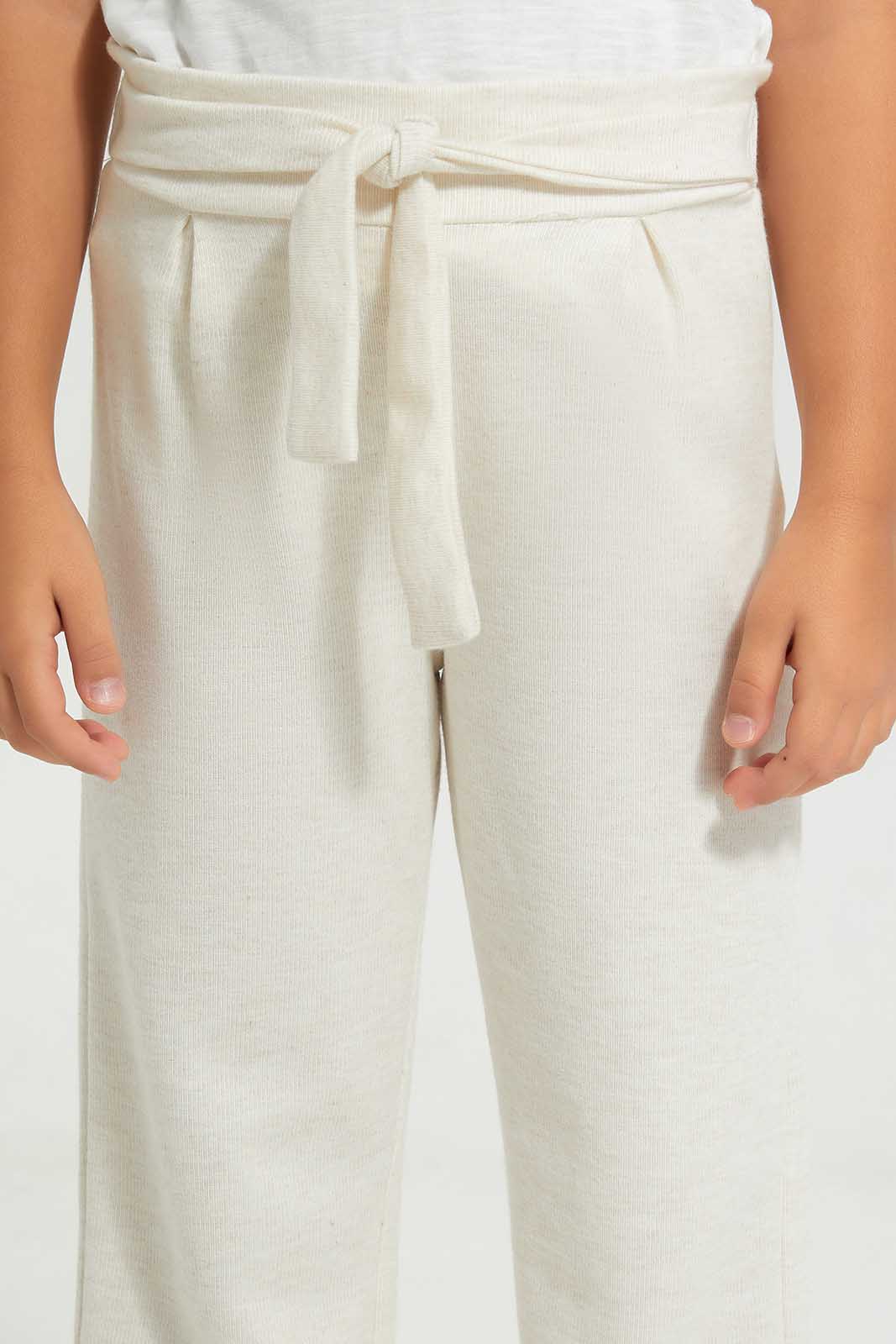 Redtag-Beige-Melange-Trouser-with-Beilt-Category:Trousers,-Colour:Beige,-Deals:New-In,-Filter:Girls-(2-to-8-Yrs),-GIR-Trousers,-New-In-GIR-APL,-Non-Sale,-Section:Girls-(0-to-14Yrs),-W22A-Girls-2 to 8 Years
