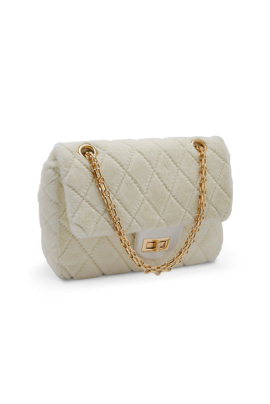 Redtag-White-Fur-Quilting-Bag-Category:Bags,-Colour:White,-Dept:Ladieswear,-Filter:Women's-Accessories,-New-In,-New-In-Women-ACC,-Non-Sale,-Section:Women,-W22B,-Women-Bags-Women-