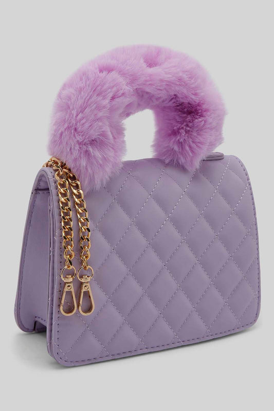Redtag-Liliac-Fur-Bag-Category:Bags,-Colour:Lilac,-Dept:Ladieswear,-Filter:Women's-Accessories,-New-In,-New-In-Women-ACC,-Non-Sale,-Section:Women,-W22B,-Women-Bags-Women-