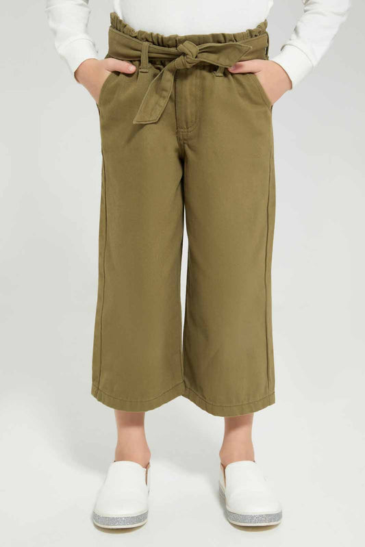 Redtag-Olive-Twill-Trouser-with-Belt-Category:Trousers,-Colour:Olive,-Deals:New-In,-Filter:Girls-(2-to-8-Yrs),-GIR-Trousers,-New-In-GIR-APL,-Non-Sale,-Section:Girls-(0-to-14Yrs),-W22A-Girls-2 to 8 Years