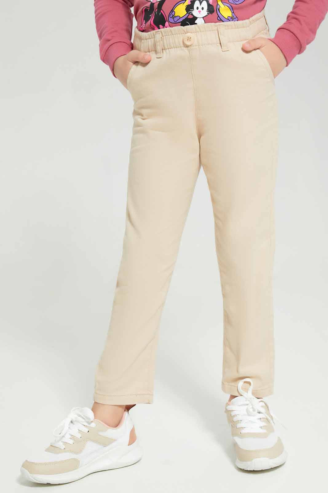 Redtag-Beige-Twill-Trouser-Category:Trousers,-Colour:Beige,-Deals:New-In,-Filter:Girls-(2-to-8-Yrs),-GIR-Trousers,-New-In-GIR-APL,-Non-Sale,-Section:Girls-(0-to-14Yrs),-W22A-Girls-2 to 8 Years