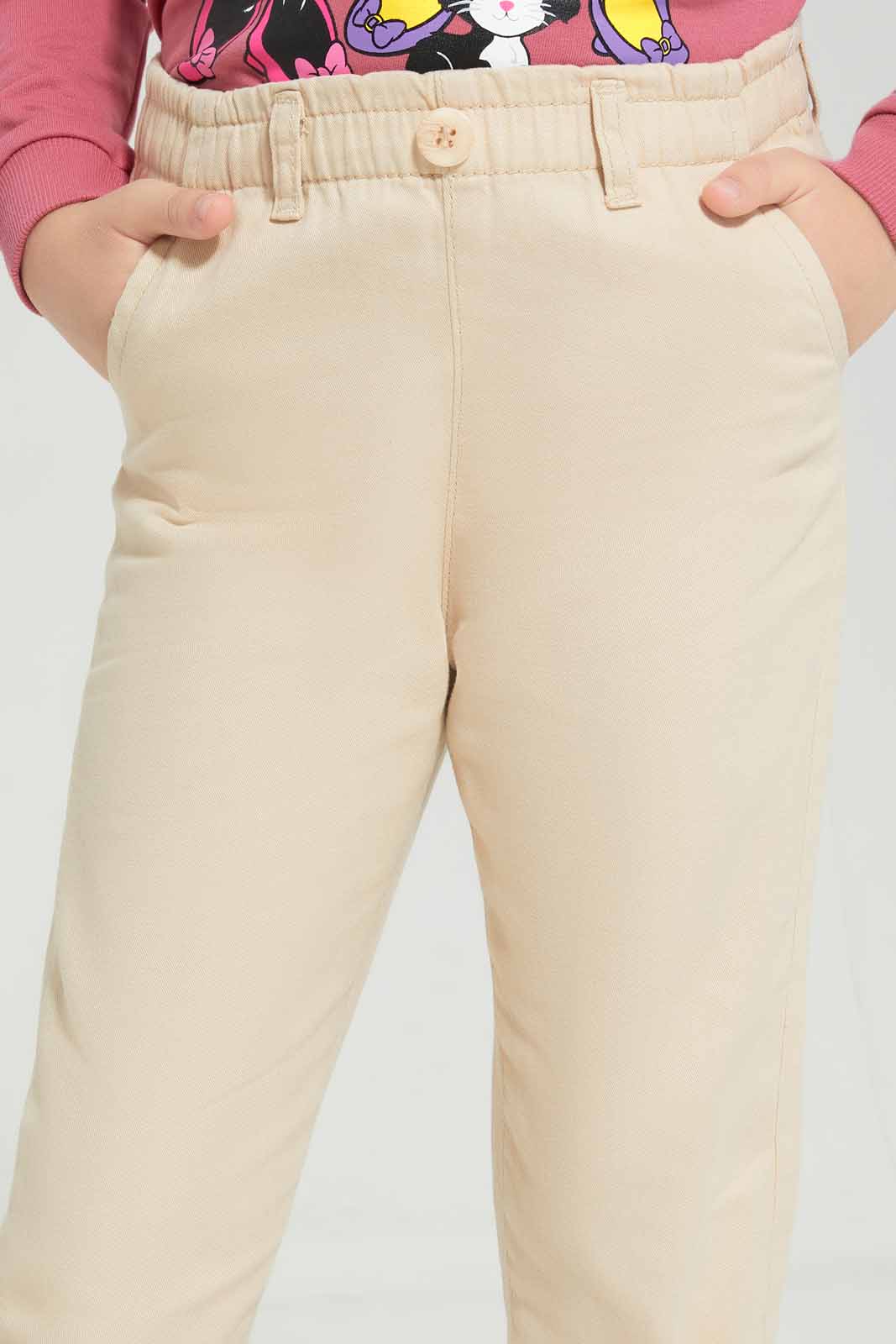Redtag-Beige-Twill-Trouser-Category:Trousers,-Colour:Beige,-Deals:New-In,-Filter:Girls-(2-to-8-Yrs),-GIR-Trousers,-New-In-GIR-APL,-Non-Sale,-Section:Girls-(0-to-14Yrs),-W22A-Girls-2 to 8 Years