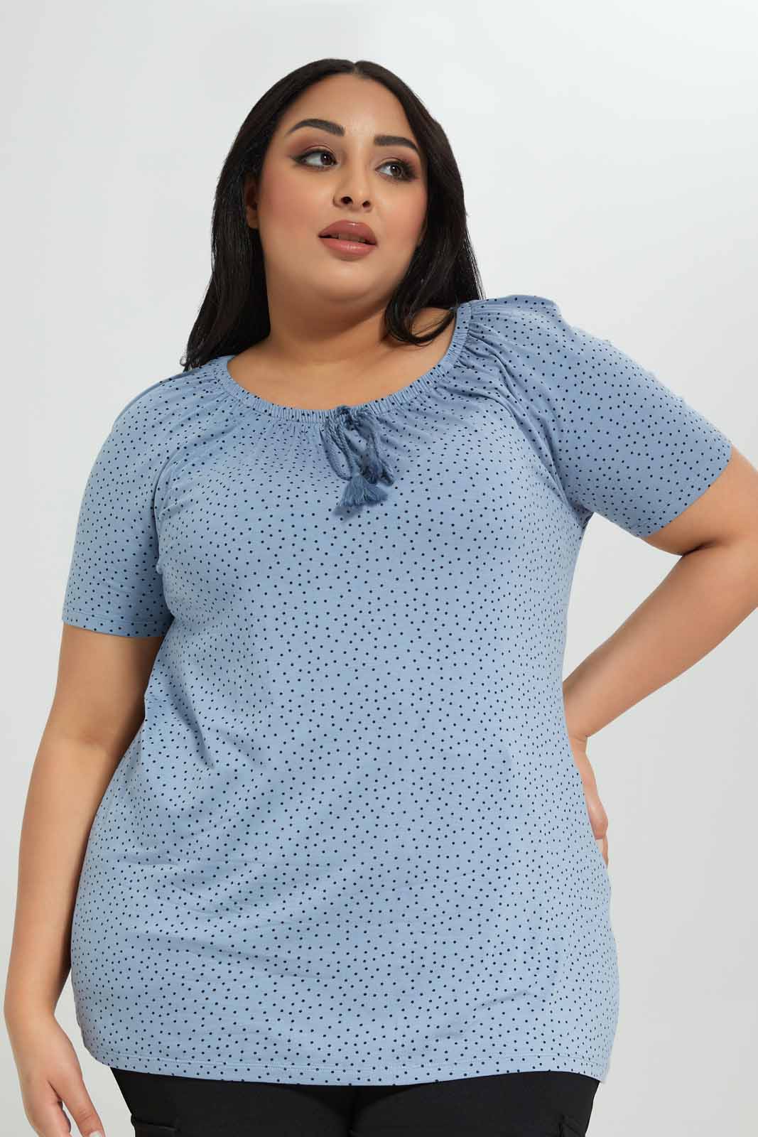 Redtag-Assorted-Printed-Blouse-With-Drawstring-At-Neck-Category:Blouses,-Colour:Assorted,-Deals:New-In,-Filter:Plus-Size,-LDP-Blouses,-New-In-LDP-APL,-Non-Sale,-Section:Women,-W22A-Women's-