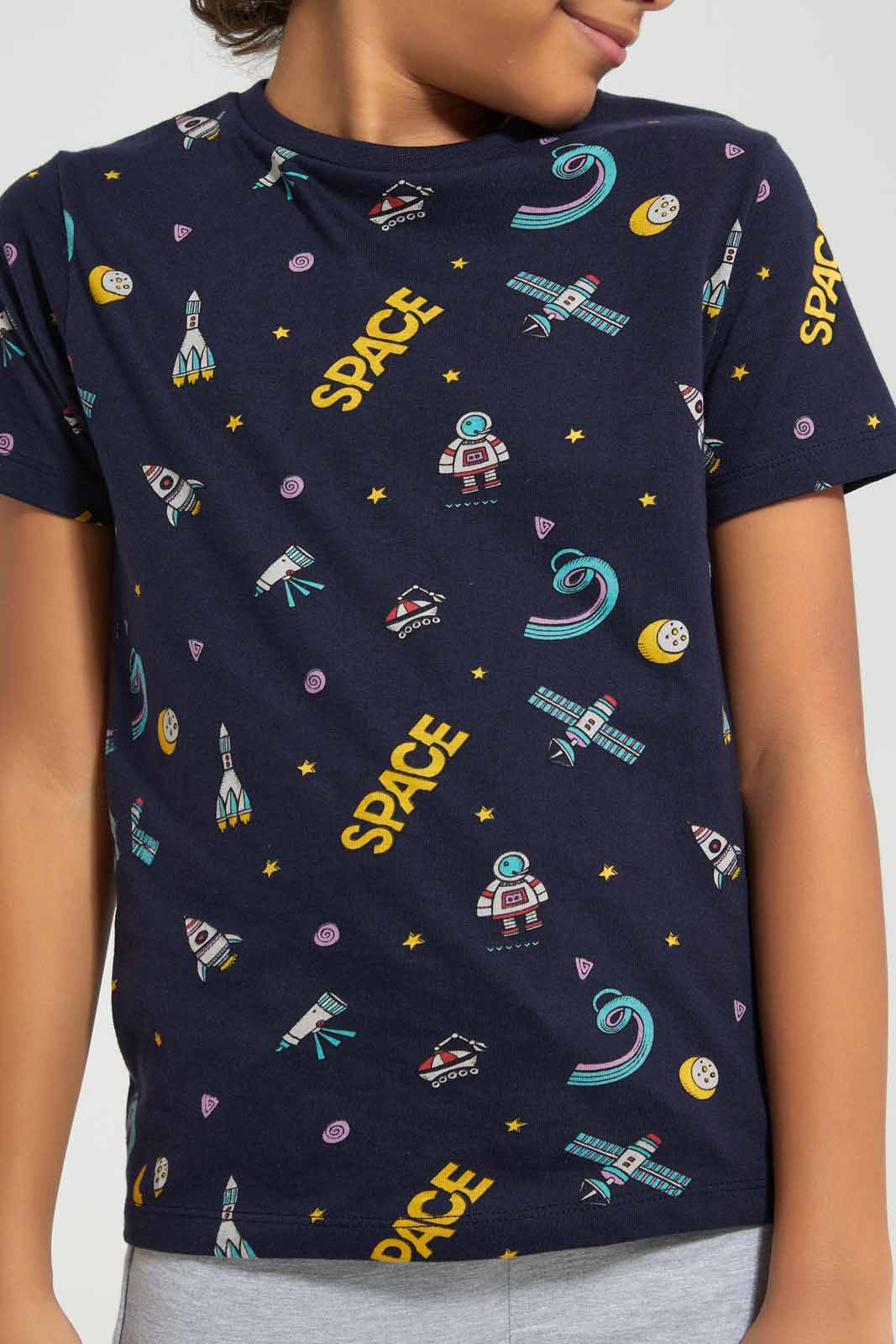 Redtag-NAVY-SPACE-ALL-OVER-PRINT-T-SHIRT-BOY-T-Shirts,-Category:T-Shirts,-Colour:Navy,-Deals:New-In,-Filter:Boys-(2-to-8-Yrs),-New-In-BOY-APL,-Non-Sale,-Section:Boys-(0-to-14Yrs),-TBL,-W22A-Boys-2 to 8 Years