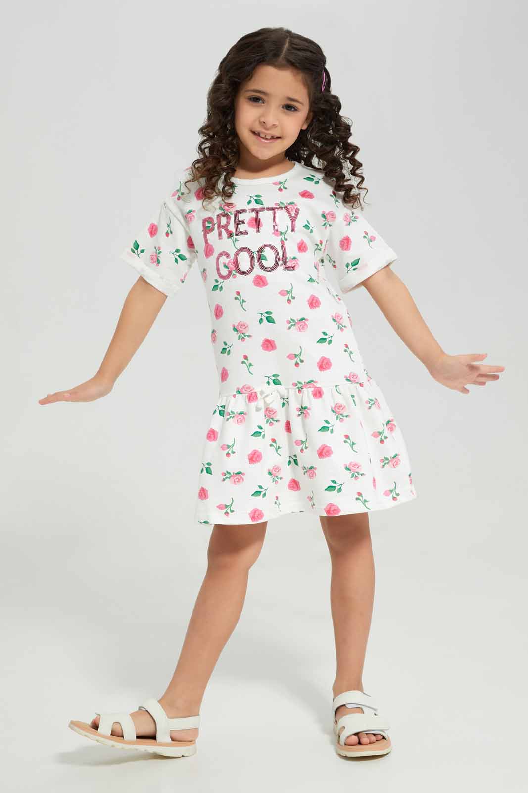 Redtag-White-AOP-Dress-Category:Dresses,-Colour:White,-Deals:New-In,-Filter:Girls-(2-to-8-Yrs),-GIR-Dresses,-New-In-GIR-APL,-Non-Sale,-Section:Girls-(0-to-14Yrs),-W22A-Girls-2 to 8 Years