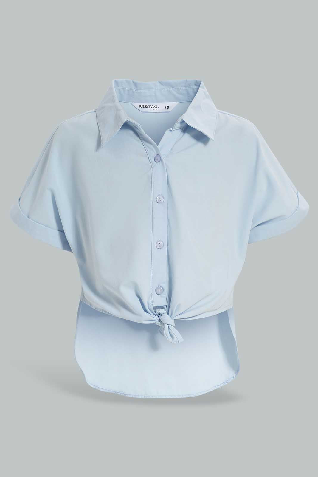 Redtag-Blue-Collar-Blouse-Category:Blouses,-Colour:Blue,-Deals:New-In,-Filter:Girls-(2-to-8-Yrs),-GIR-Blouses,-New-In-GIR-APL,-Non-Sale,-Section:Girls-(0-to-14Yrs),-W22A-Girls-2 to 8 Years