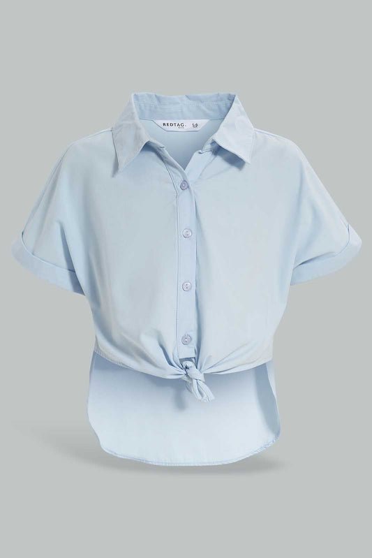 Redtag-Blue-Collar-Blouse-Category:Blouses,-Colour:Blue,-Deals:New-In,-Filter:Girls-(2-to-8-Yrs),-GIR-Blouses,-New-In-GIR-APL,-Non-Sale,-Section:Girls-(0-to-14Yrs),-W22A-Girls-2 to 8 Years
