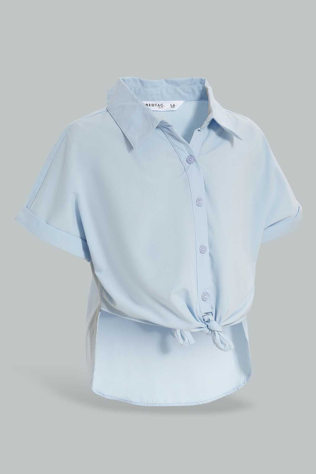 Redtag-Blue-Collar-Blouse-Category:Blouses,-Colour:Blue,-Deals:New-In,-Filter:Girls-(2-to-8-Yrs),-GIR-Blouses,-New-In-GIR-APL,-Non-Sale,-Section:Girls-(0-to-14Yrs),-W22A-Girls-2 to 8 Years