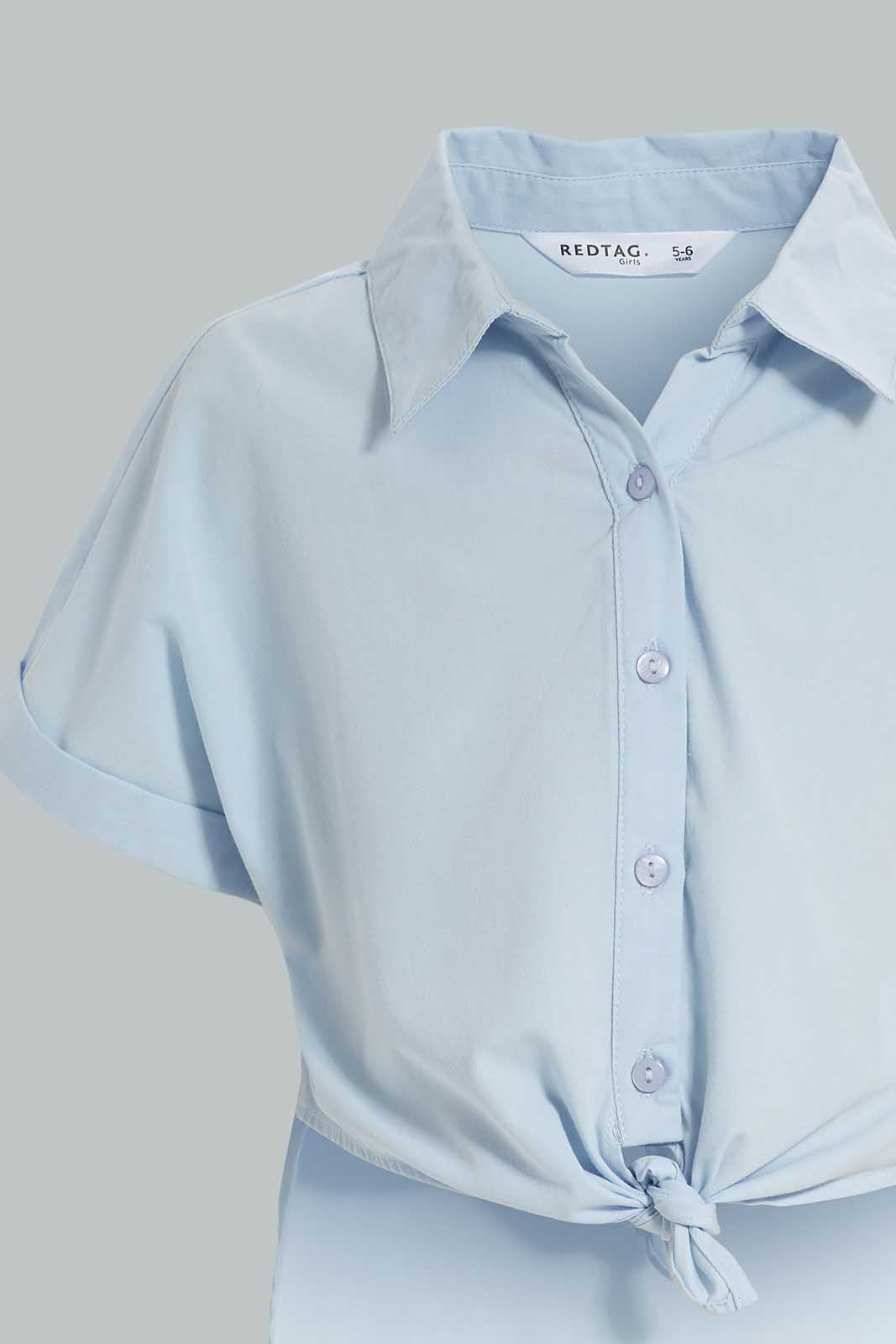 Redtag-Blue-Collar-Blouse-Category:Blouses,-Colour:Blue,-Deals:New-In,-Filter:Girls-(2-to-8-Yrs),-GIR-Blouses,-New-In-GIR-APL,-Non-Sale,-Section:Girls-(0-to-14Yrs),-W22A-Girls-2 to 8 Years