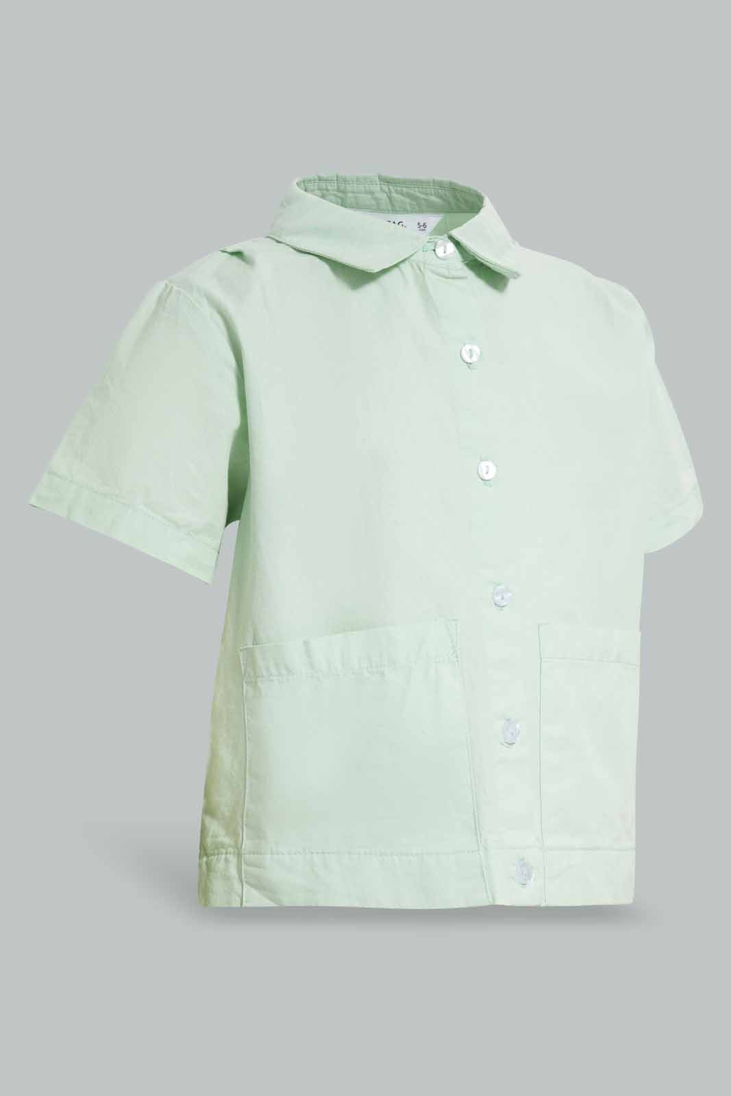 Redtag-Mint-Collar-Blouse-Category:Blouses,-Colour:Mint,-Deals:3-For-90,-Deals:New-In,-Filter:Girls-(2-to-8-Yrs),-GIR-Blouses,-New-In-GIR-APL,-Section:Girls-(0-to-14Yrs),-W22A-Girls-2 to 8 Years