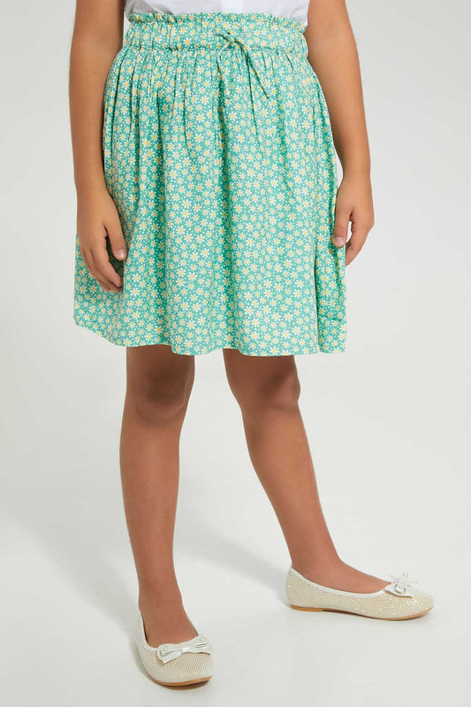Redtag-Green-AOP-Skirt-Category:Skirts,-Colour:Green,-Deals:New-In,-Filter:Girls-(2-to-8-Yrs),-GIR-Skirts,-New-In-GIR-APL,-Non-Sale,-Section:Girls-(0-to-14Yrs),-W22A-Girls-2 to 8 Years