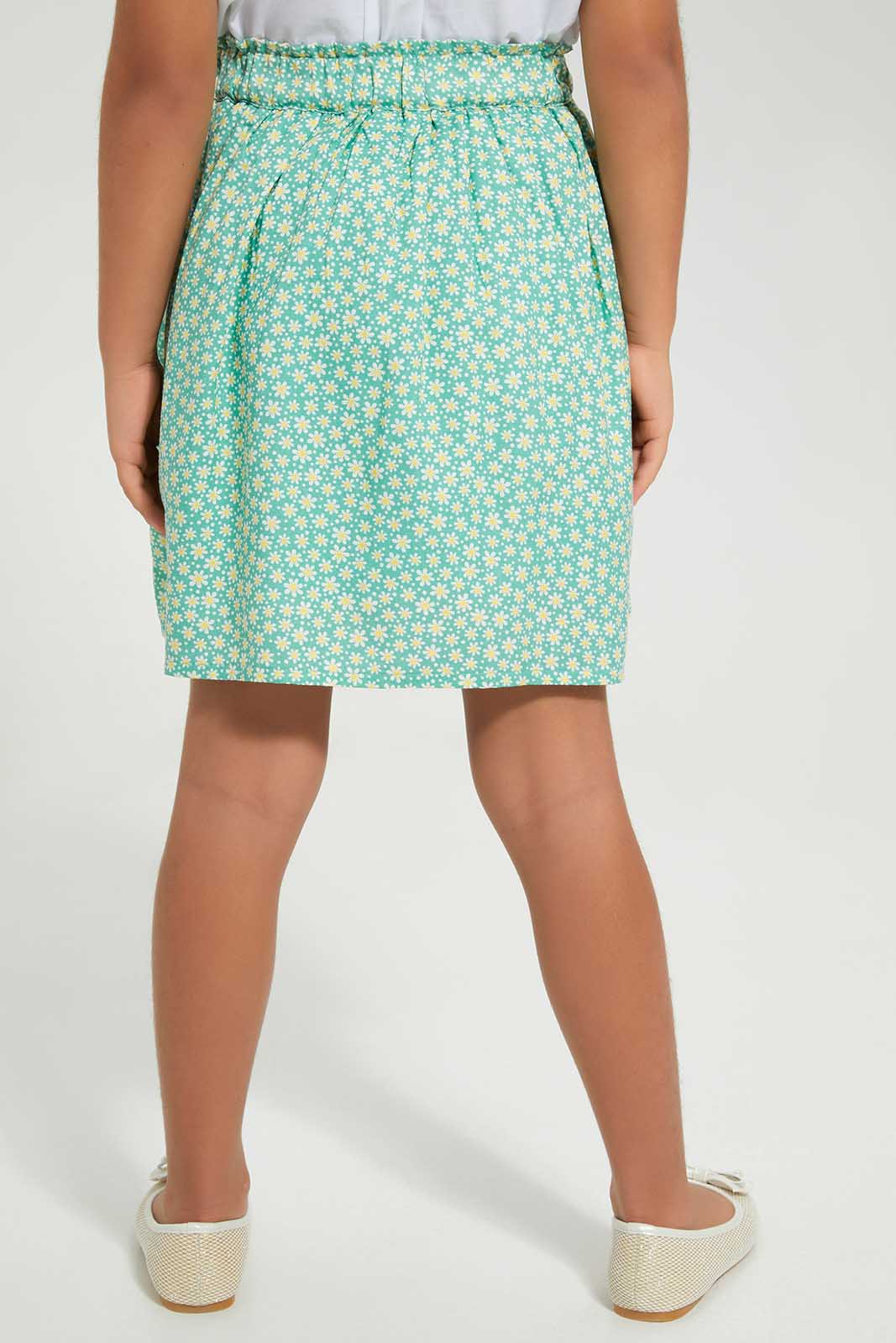 Redtag-Green-AOP-Skirt-Category:Skirts,-Colour:Green,-Deals:New-In,-Filter:Girls-(2-to-8-Yrs),-GIR-Skirts,-New-In-GIR-APL,-Non-Sale,-Section:Girls-(0-to-14Yrs),-W22A-Girls-2 to 8 Years