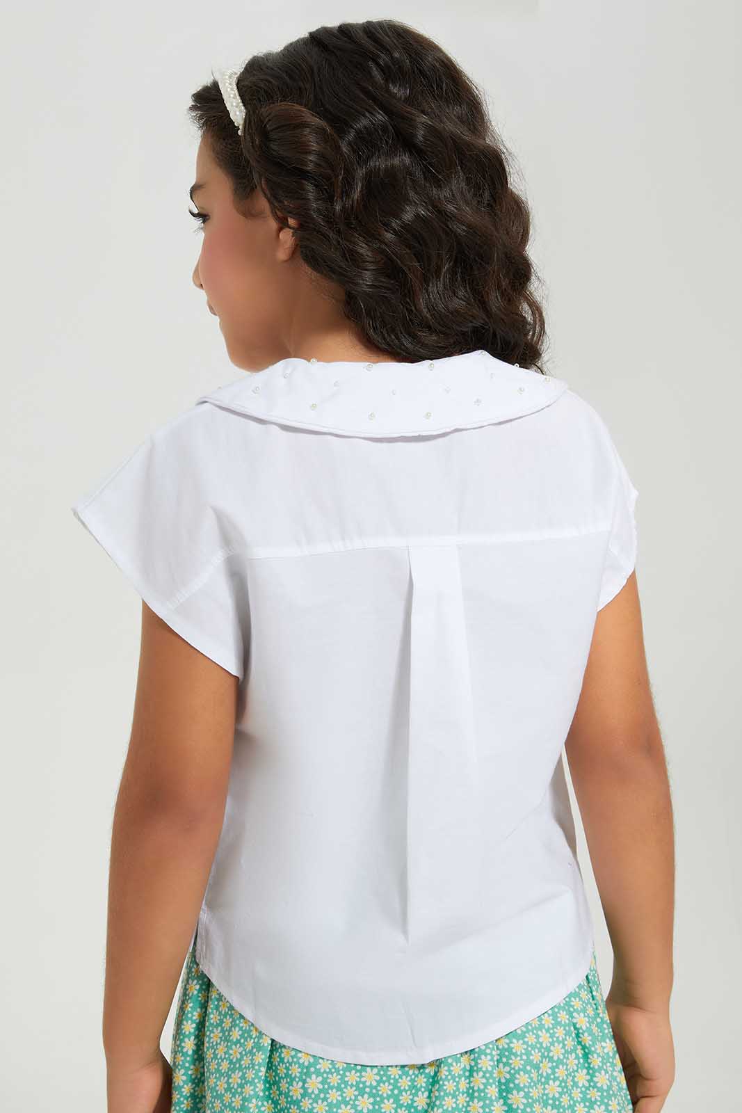 Redtag-White-Embellished-Blouse-Category:Blouses,-Colour:White,-Deals:New-In,-Filter:Girls-(2-to-8-Yrs),-GIR-Blouses,-New-In-GIR-APL,-Non-Sale,-Section:Girls-(0-to-14Yrs),-W22A-Girls-2 to 8 Years