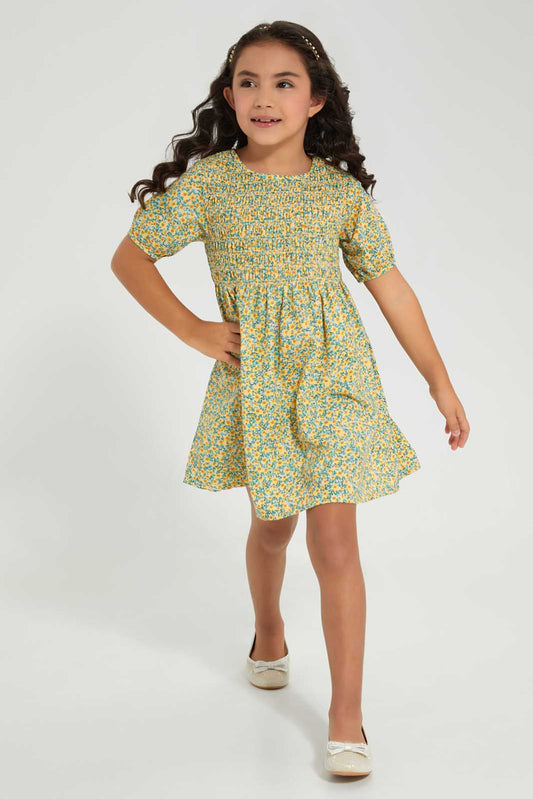 Redtag-Assorted-AOP-Dress-Category:Dresses,-Colour:Assorted,-Deals:New-In,-Filter:Girls-(2-to-8-Yrs),-GIR-Dresses,-New-In-GIR-APL,-Non-Sale,-Section:Girls-(0-to-14Yrs),-W22A-Girls-2 to 8 Years