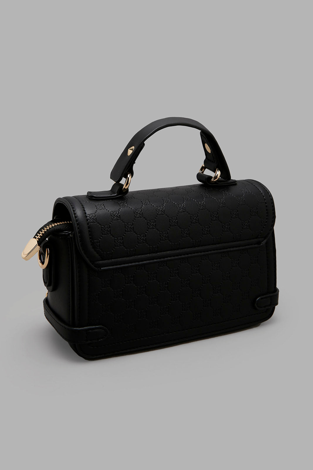 Redtag-Black-Embossed-Box-Messenger-Bag-Category:Bags,-Colour:Black,-Filter:Women's-Accessories,-New-In,-New-In-Women-ACC,-Non-Sale,-Section:Women,-W22B,-Women-Bags-Women-
