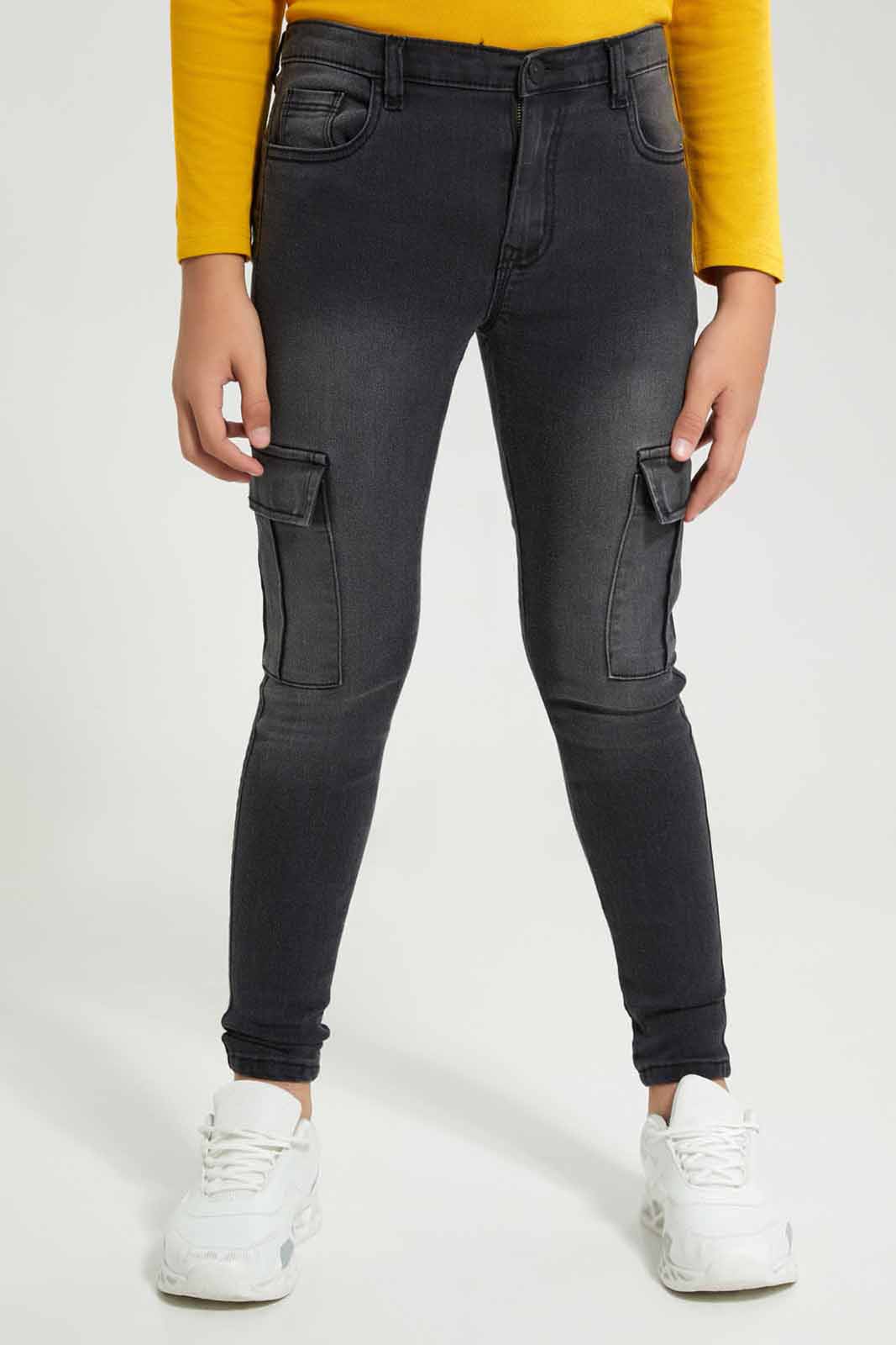 Redtag-Black-Cargo-Jeans-BSR-Jeans,-Category:Jeans,-Colour:Black,-Deals:New-In,-Filter:Senior-Boys-(8-to-14-Yrs),-New-In-BSR-APL,-Non-Sale,-Section:Boys-(0-to-14Yrs),-W22A-Senior-Boys-9 to 14 Years
