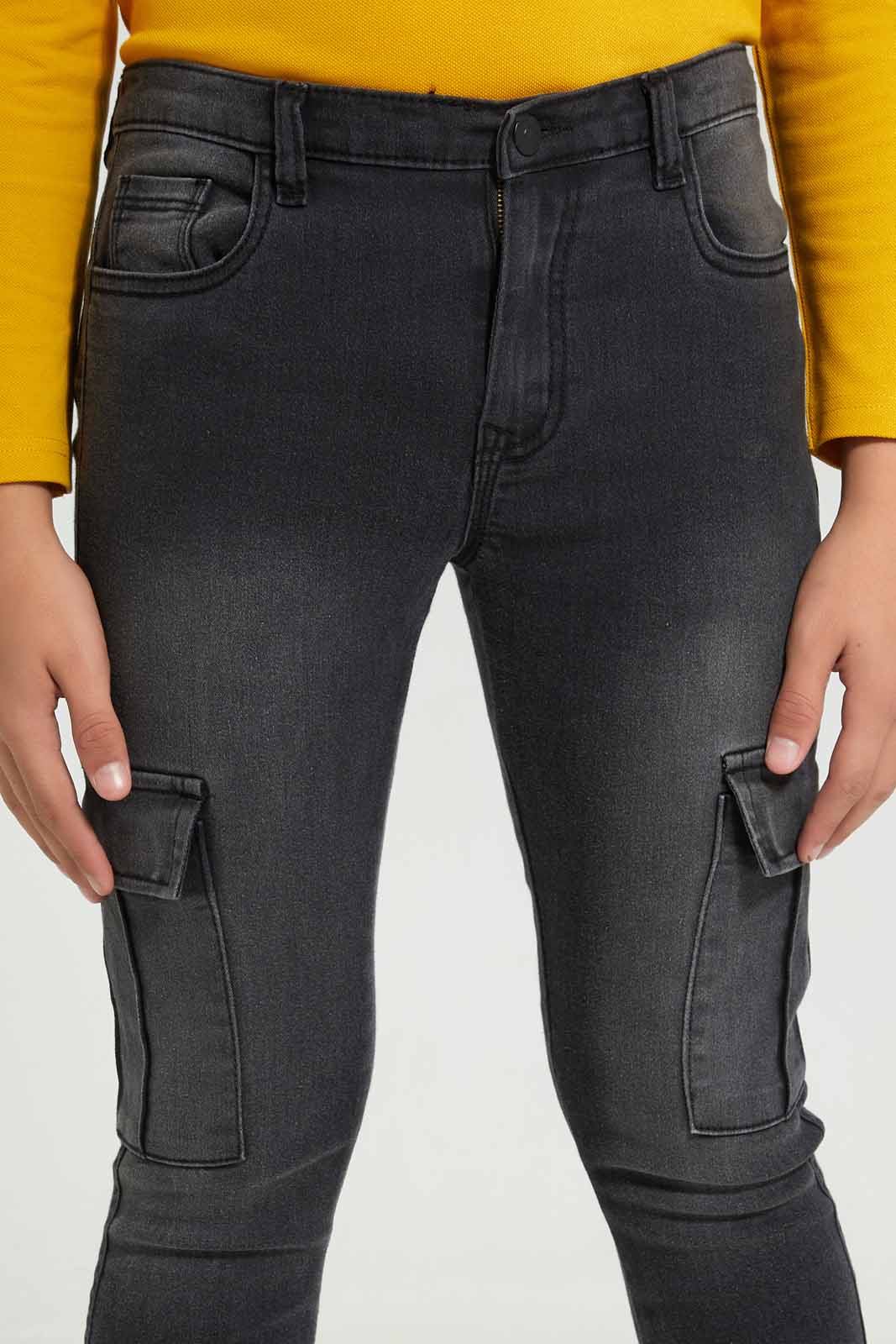 Redtag-Black-Cargo-Jeans-BSR-Jeans,-Category:Jeans,-Colour:Black,-Deals:New-In,-Filter:Senior-Boys-(8-to-14-Yrs),-New-In-BSR-APL,-Non-Sale,-Section:Boys-(0-to-14Yrs),-W22A-Senior-Boys-9 to 14 Years