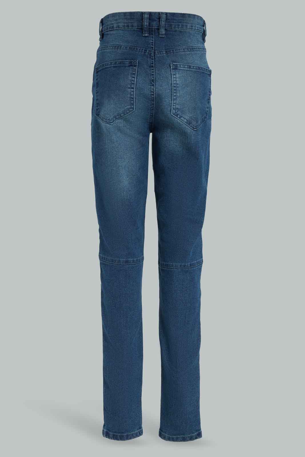 Redtag-Blue-Biker-Knee-Jeans-BSR-Jeans,-Category:Jeans,-Colour:Blue,-Deals:New-In,-Dept:Boys,-Filter:Senior-Boys-(8-to-14-Yrs),-New-In-BSR-APL,-Non-Sale,-Section:Boys-(0-to-14Yrs),-W22A-Senior-Boys-9 to 14 Years