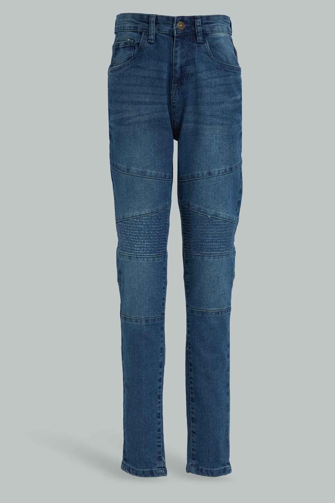 Redtag-Blue-Biker-Knee-Jeans-BSR-Jeans,-Category:Jeans,-Colour:Blue,-Deals:New-In,-Dept:Boys,-Filter:Senior-Boys-(8-to-14-Yrs),-New-In-BSR-APL,-Non-Sale,-Section:Boys-(0-to-14Yrs),-W22A-Senior-Boys-9 to 14 Years