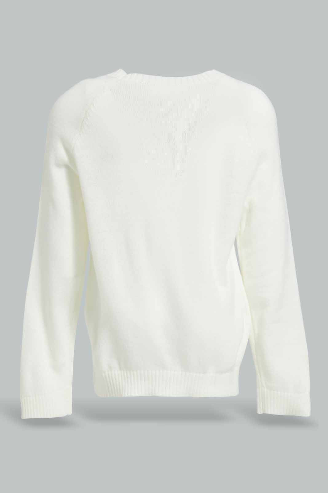 Redtag-Ivory-Bow-Pullover-Category:Pullovers,-Colour:Ivory,-Deals:New-In,-Filter:Infant-Girls-(3-to-24-Mths),-ING-Pullovers,-New-In-ING-APL,-Non-Sale,-Section:Girls-(0-to-14Yrs),-W22A-Infant-Girls-3 to 24 Months