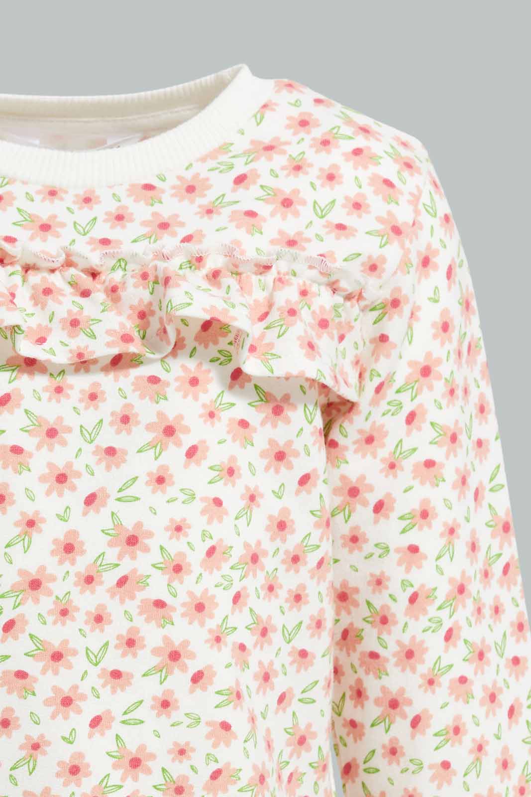 Redtag-Ivory-Floral-AOP-Sweatshirt-Category:Sweatshirts,-Colour:Ivory,-Deals:New-In,-Filter:Infant-Girls-(3-to-24-Mths),-ING-Sweatshirts,-New-In-ING-APL,-Non-Sale,-Section:Girls-(0-to-14Yrs),-W22A-Infant-Girls-3 to 24 Months