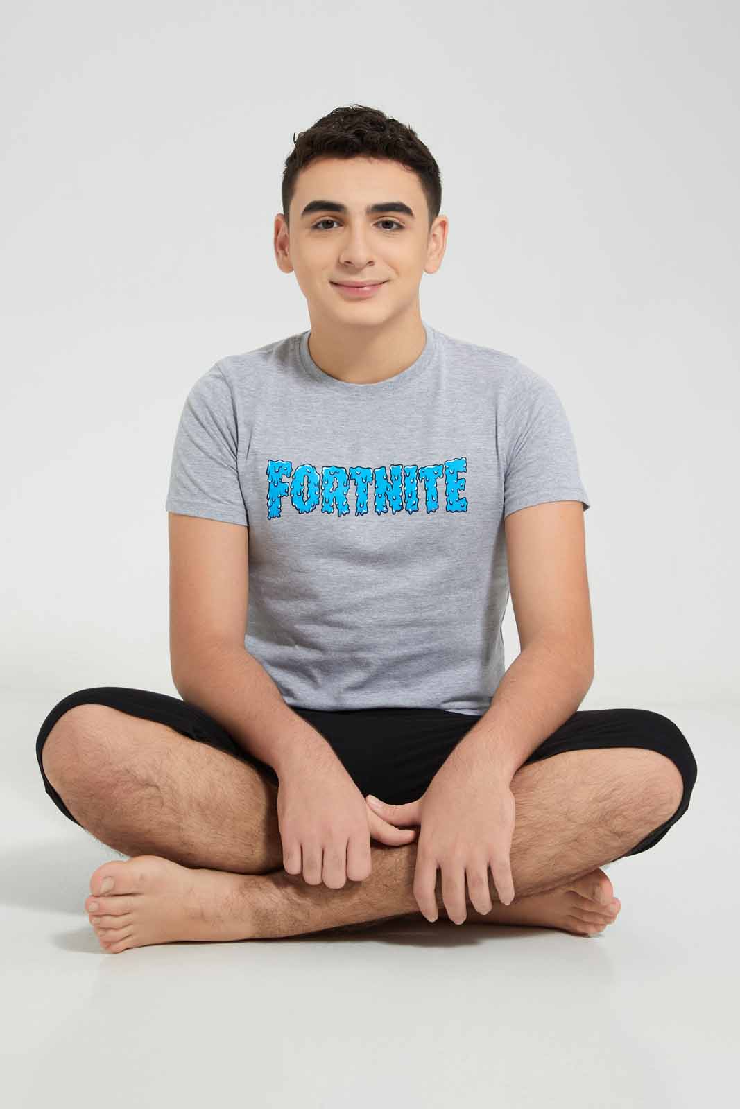 Redtag-Grey-Mel-Fortnite-Nightsuit-BSR-Pyjama-Sets,-Category:Pyjama-Sets,-Colour:Grey,-Deals:New-In,-Filter:Senior-Boys-(8-to-14-Yrs),-New-In-BSR-APL,-Non-Sale,-Section:Boys-(0-to-14Yrs),-W22A-Senior-Boys-9 to 14 Years