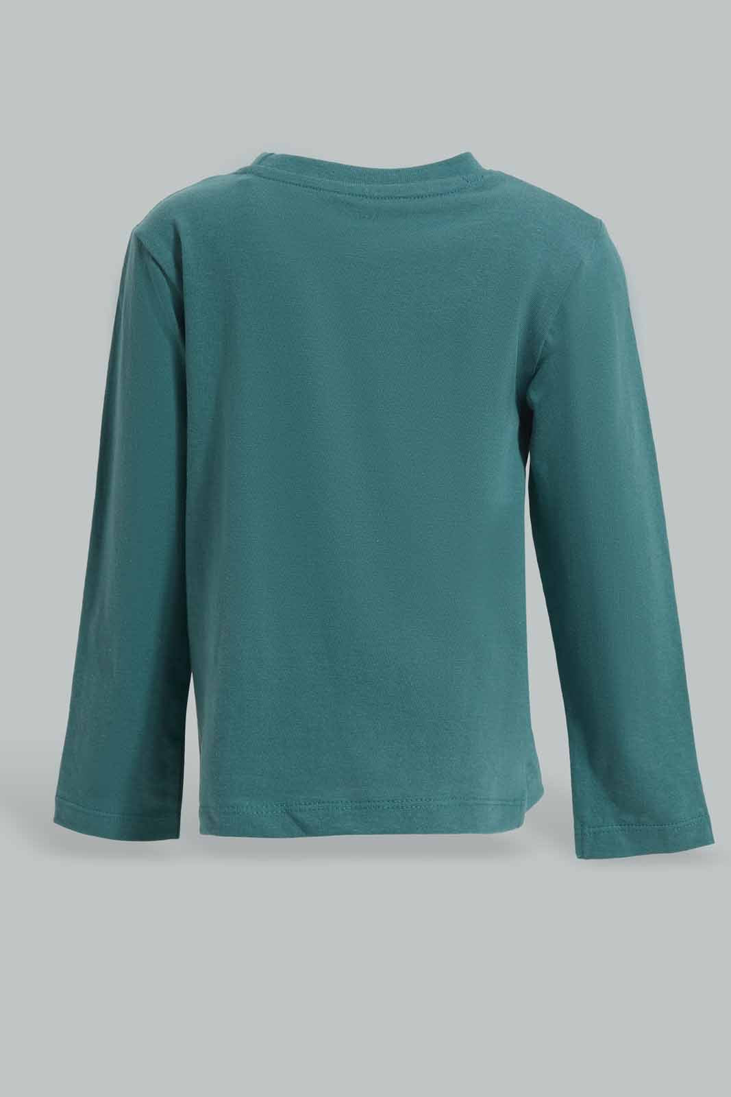 Redtag-Dark-Cedar-Ls-Tee-With-Pajama-Jersey-Pj-Set-(2-PACK)-Category:Pyjama-Sets,-Colour:Green,-Deals:New-In,-Filter:Infant-Boys-(3-to-24-Mths),-INB-Pyjama-Sets,-New-In-INB-APL,-Non-Sale,-Section:Boys-(0-to-14Yrs),-W22A-Infant-Boys-3 to 24 Months