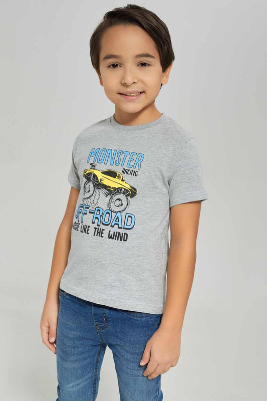Redtag-Grey-short-sleeve-graphic-t-shirt-BOY-T-Shirts,-Category:T-Shirts,-Colour:Grey,-Deals:New-In,-Dept:Boys,-Filter:Boys-(2-to-8-Yrs),-New-In-BOY-APL,-Non-Sale,-Section:Boys-(0-to-14Yrs),-TBL,-W22A-Boys-2 to 8 Years