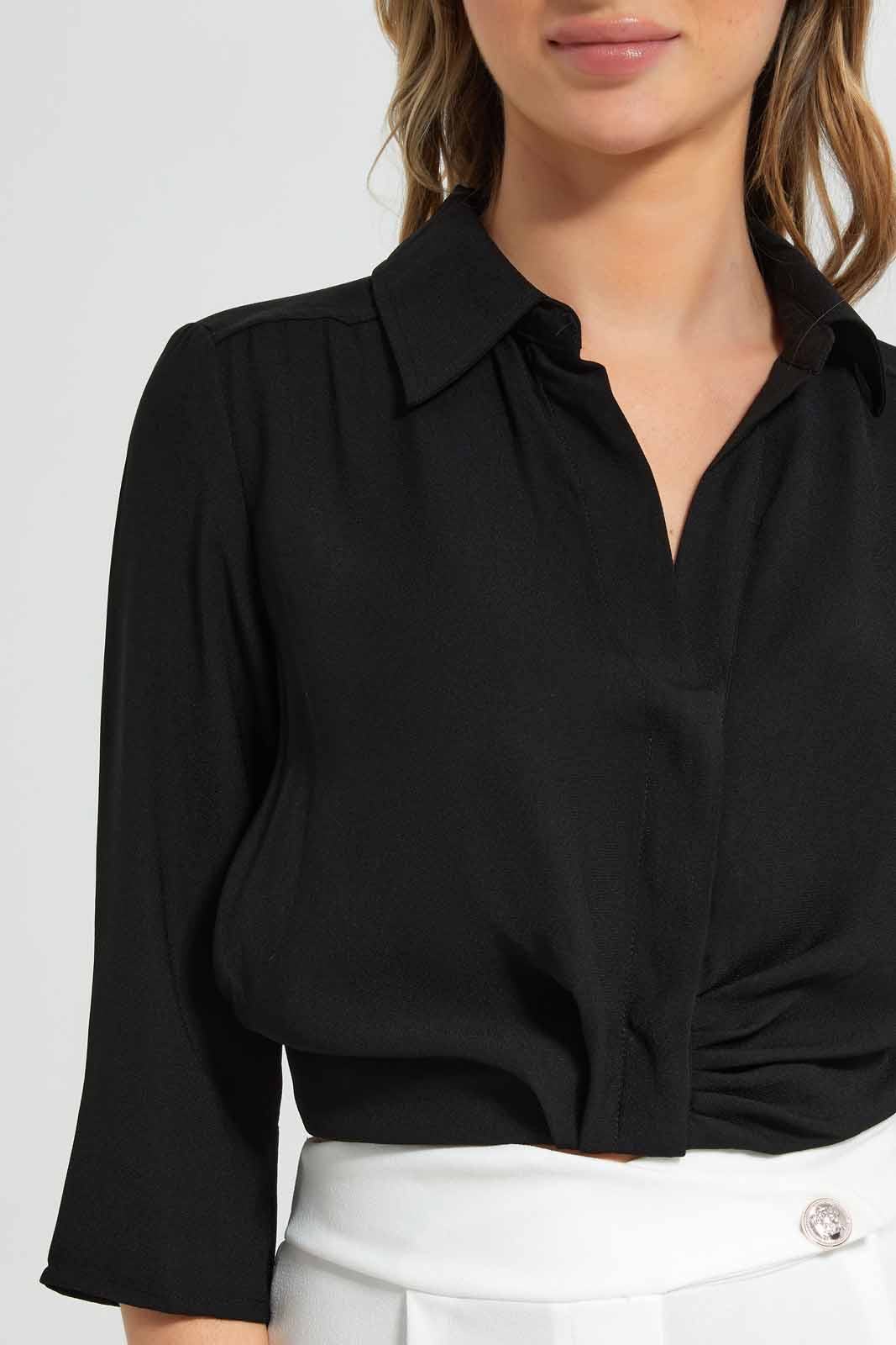 Redtag-Black-Cropped-Shirt-Category:Blouses,-Colour:Black,-Deals:New-In,-Filter:Women's-Clothing,-New-In-Women-APL,-Non-Sale,-Section:Women,-W22B,-Women-Blouses-Women's-