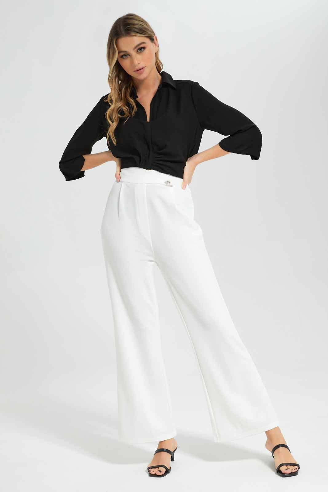 Redtag-Black-Cropped-Shirt-Category:Blouses,-Colour:Black,-Deals:New-In,-Filter:Women's-Clothing,-New-In-Women-APL,-Non-Sale,-Section:Women,-W22B,-Women-Blouses-Women's-