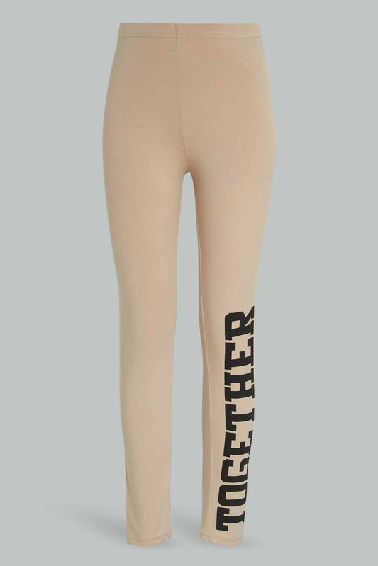 Redtag-Beige-Leggings-W/print-Category:Leggings,-Colour:Beige,-Deals:New-In,-Dept:Girls,-Filter:Senior-Girls-(8-to-14-Yrs),-GSR-Leggings,-New-In-GSR-APL,-Non-Sale,-Section:Girls-(0-to-14Yrs),-TBL,-W22A-Senior-Girls-9 to 14 Years
