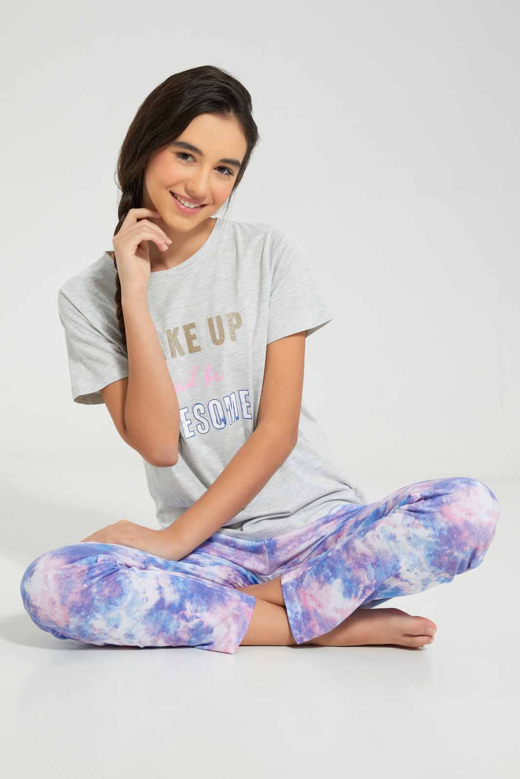Redtag-Assorted-Knit-Pajama-Sets-Category:Pyjama-Sets,-Colour:Assorted,-Deals:New-In,-Filter:Senior-Girls-(8-to-14-Yrs),-GSR-Pyjama-Sets,-New-In-GSR-APL,-Non-Sale,-Section:Girls-(0-to-14Yrs),-W22A-Senior-Girls-9 to 14 Years