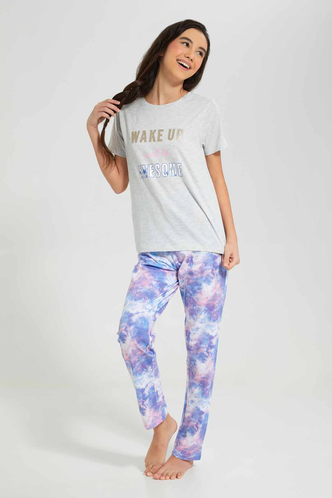 Redtag-Assorted-Knit-Pajama-Sets-Category:Pyjama-Sets,-Colour:Assorted,-Deals:New-In,-Filter:Senior-Girls-(8-to-14-Yrs),-GSR-Pyjama-Sets,-New-In-GSR-APL,-Non-Sale,-Section:Girls-(0-to-14Yrs),-W22A-Senior-Girls-9 to 14 Years