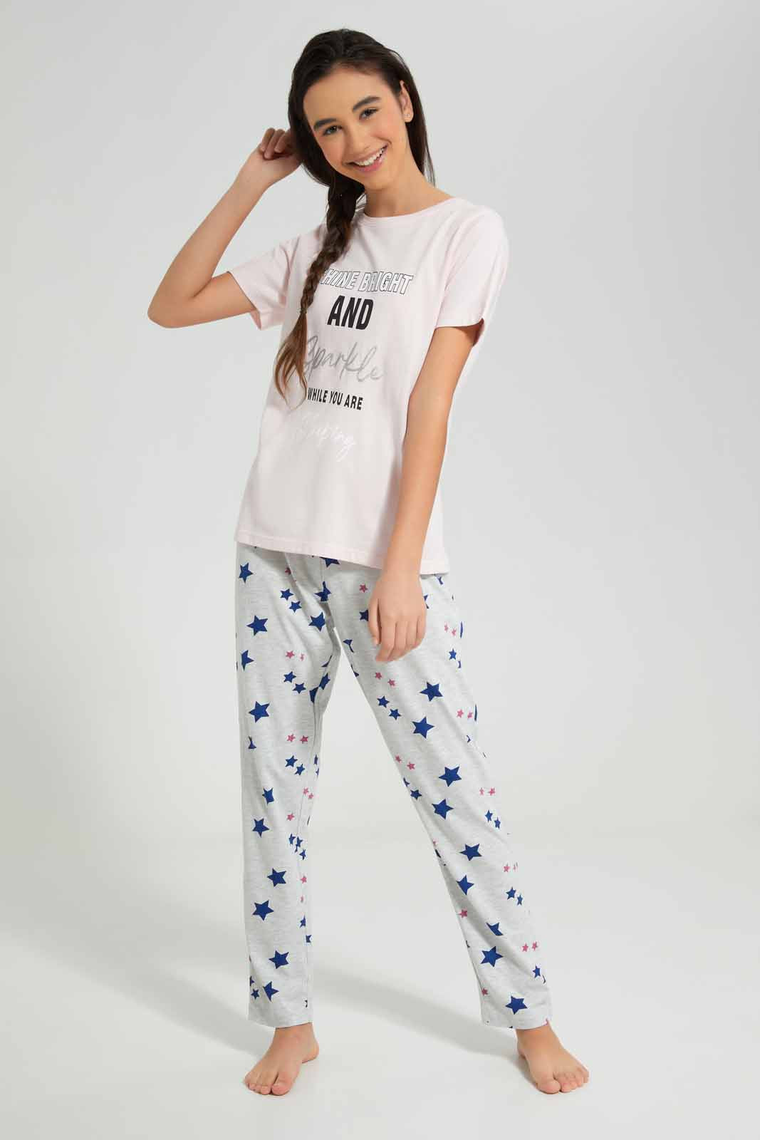 Redtag-Assorted-Knit-Pajama-Sets-Category:Pyjama-Sets,-Colour:Assorted,-Deals:New-In,-Filter:Senior-Girls-(8-to-14-Yrs),-GSR-Pyjama-Sets,-New-In-GSR-APL,-Non-Sale,-Section:Girls-(0-to-14Yrs),-W22A-Senior-Girls-9 to 14 Years