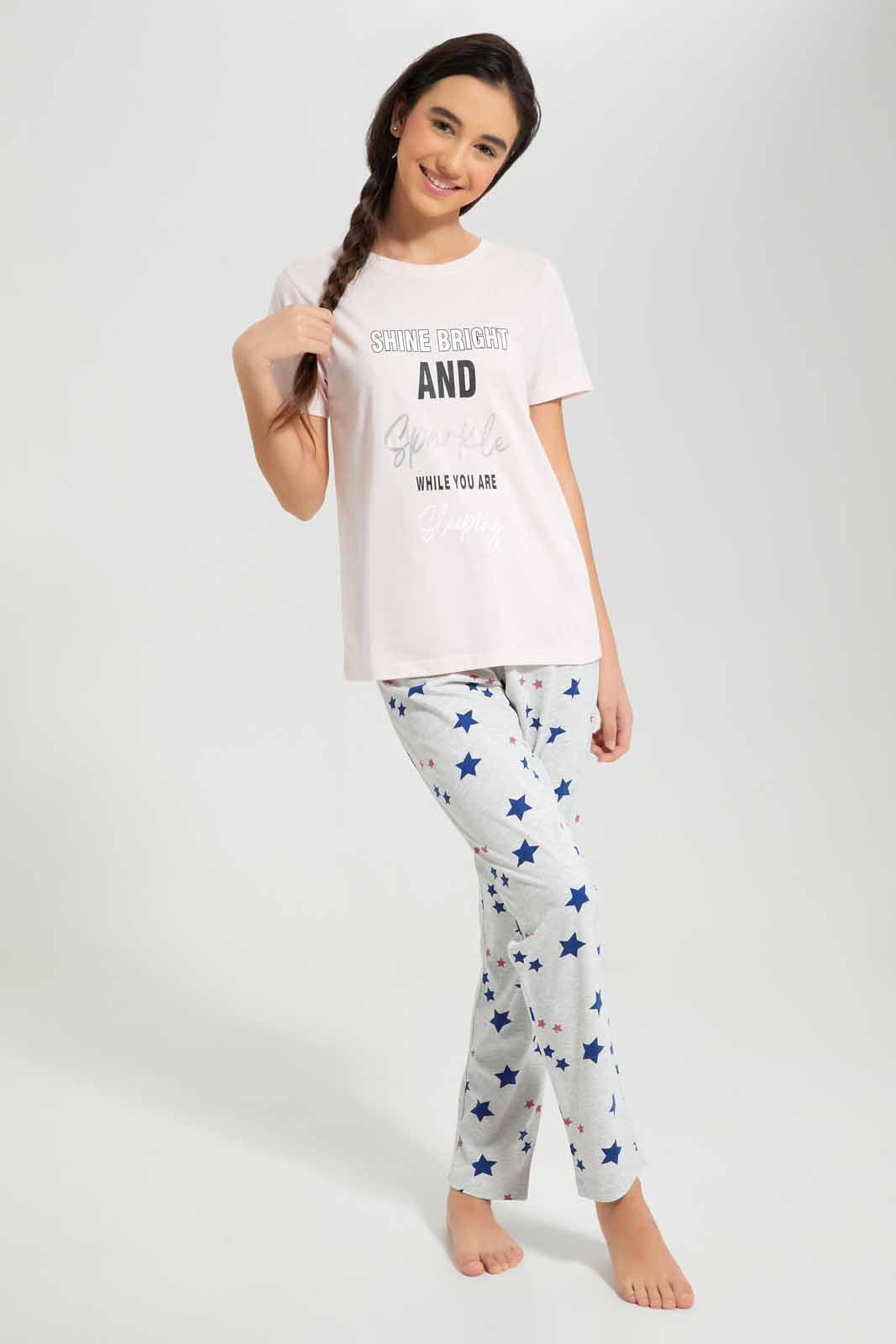 Redtag-Assorted-Knit-Pajama-Sets-Category:Pyjama-Sets,-Colour:Assorted,-Deals:New-In,-Filter:Senior-Girls-(8-to-14-Yrs),-GSR-Pyjama-Sets,-New-In-GSR-APL,-Non-Sale,-Section:Girls-(0-to-14Yrs),-W22A-Senior-Girls-9 to 14 Years