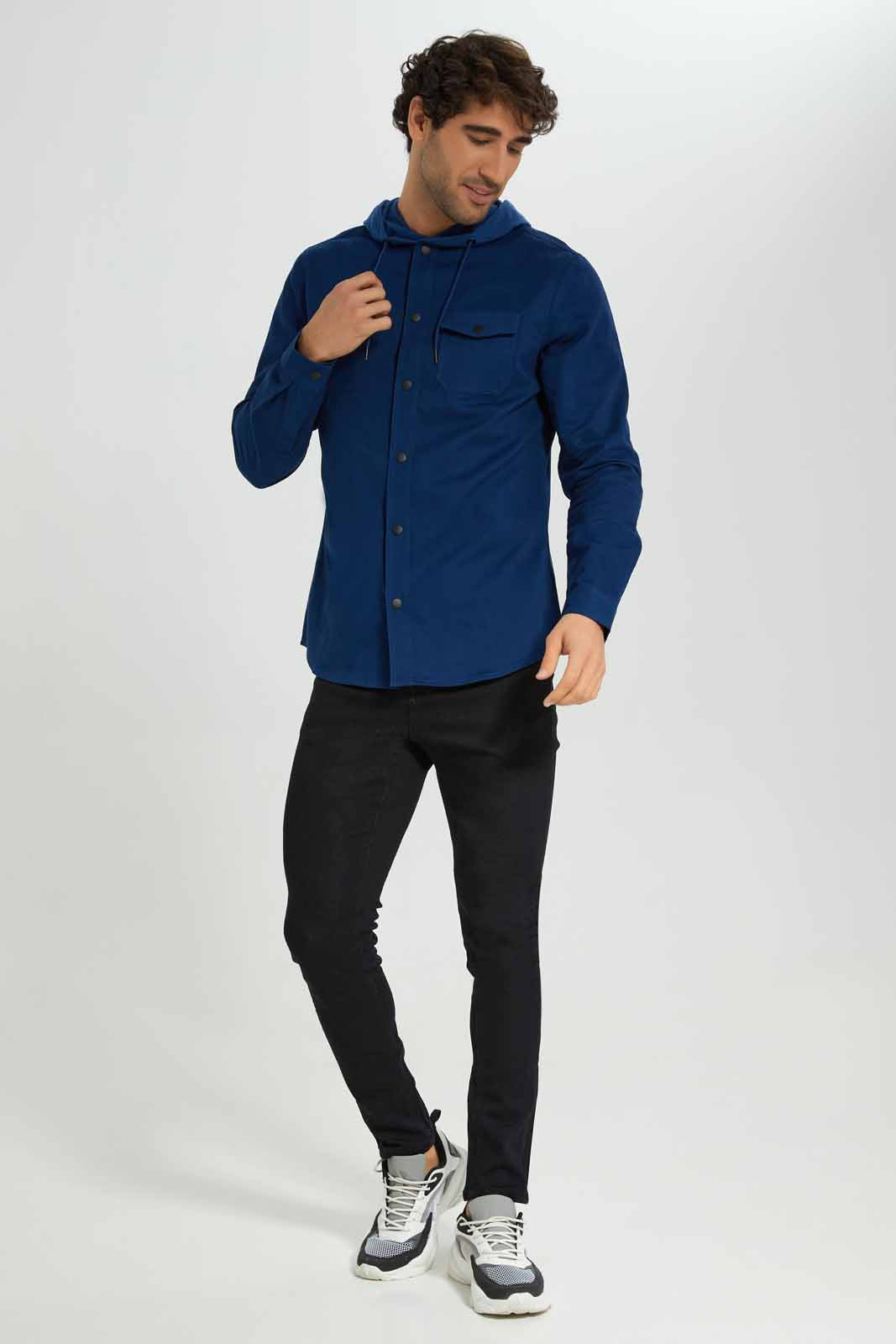 Redtag-Indigo-Shirt-With-Hoody-Category:Shirts,-Colour:Indigo,-Deals:New-In,-Filter:Men's-Clothing,-Men-Shirts,-New-In-Men-APL,-Non-Sale,-Section:Men,-W22A-Men's-