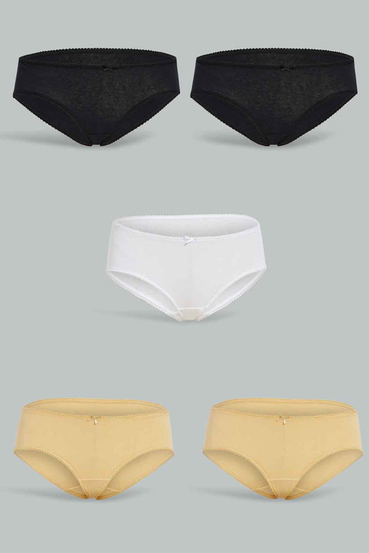 Redtag-Assorted-Plain-Boy-leg-Brief-5-Pack-365,-Category:Briefs,-Colour:Assorted,-Deals:New-In,-Filter:Women's-Clothing,-New-In-Women-APL,-Non-Sale,-Section:Women,-Women-Briefs--
