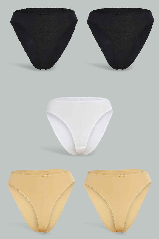 Redtag-Assorted-Plain-Hi-leg-Brief-5-Pack-365,-Category:Briefs,-Colour:Assorted,-Deals:New-In,-Filter:Women's-Clothing,-New-In-Women-APL,-Non-Sale,-Section:Women,-Women-Briefs--