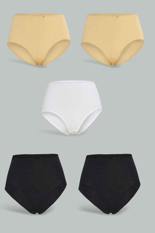 Redtag-Assorted-Plain-Full-Brief-5-Pack-365,-Category:Briefs,-Colour:Assorted,-Deals:New-In,-Filter:Women's-Clothing,-New-In-Women-APL,-Non-Sale,-Section:Women,-Women-Briefs--