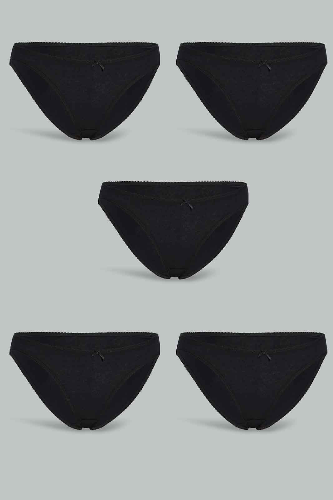 Redtag-Assorted-Plain-Bikini-Brief-5-Pack-365,-Category:Briefs,-Colour:Black,-Deals:New-In,-Filter:Women's-Clothing,-New-In-Women-APL,-Non-Sale,-Section:Women,-Women-Briefs--