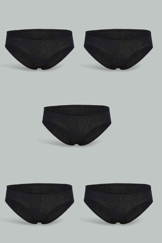 Redtag-Assorted-Plain-Boy-leg-Brief-5-Pack-365,-Category:Briefs,-Colour:Black,-Deals:New-In,-Filter:Women's-Clothing,-New-In-Women-APL,-Non-Sale,-Section:Women,-Women-Briefs--